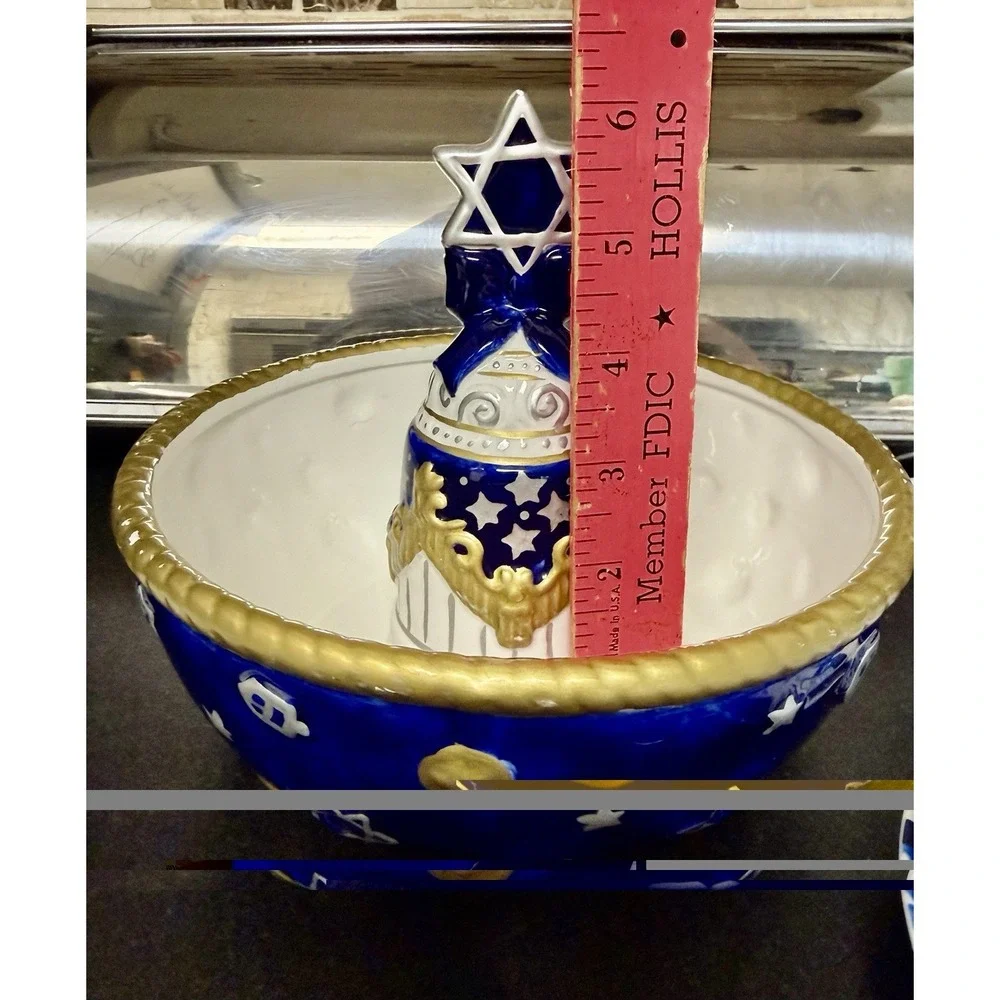 Rare Hanukkah Judaica Serving Set Crate Barrel Dreidel Star of David Menorah